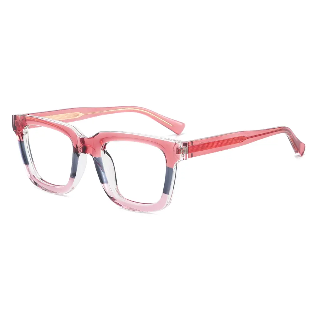 Angle view of Zayden colorful square tr90 eyeglasses SR0022402 in pink