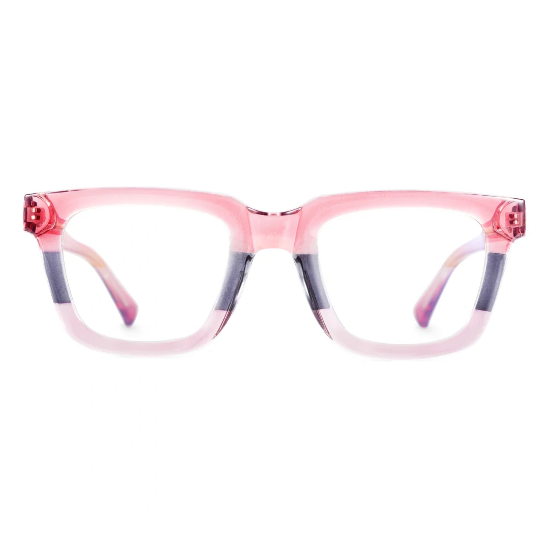 Front view of Zayden colorful square tr90 eyeglasses SR0022402 in pink