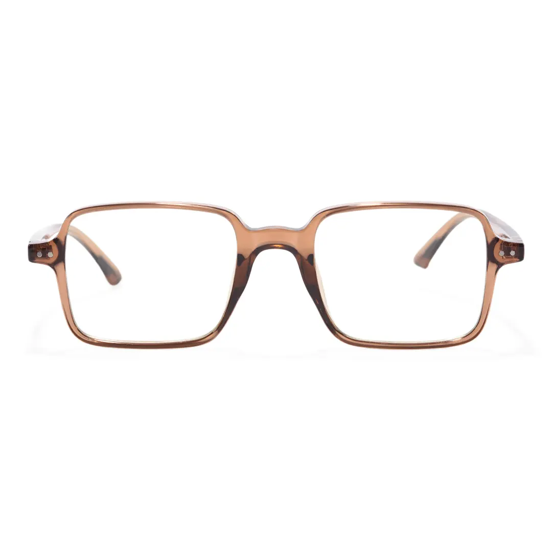 Front view of Camila vintage square tr90 eyeglasses SR0022508 in brown