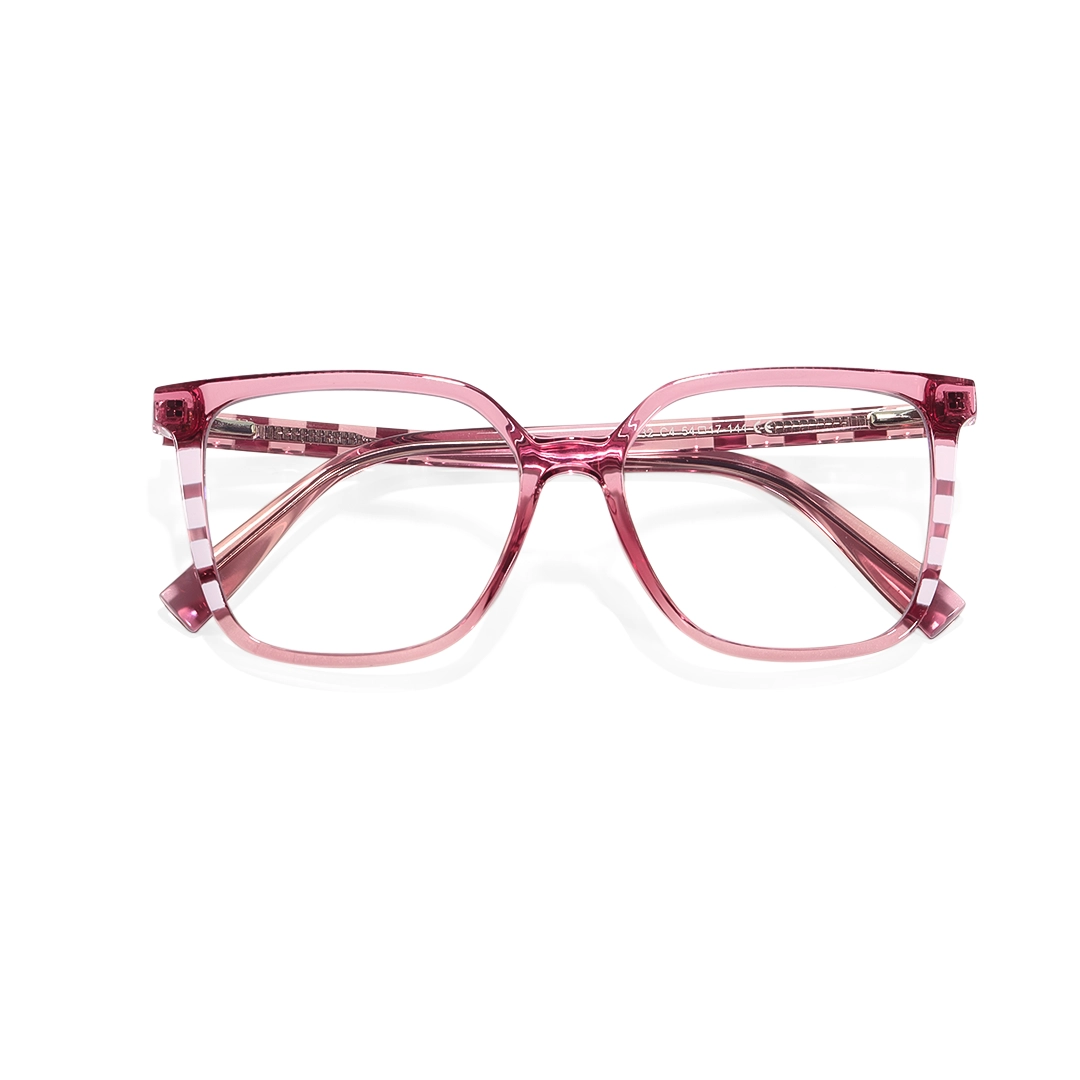 Front folded view of Owl square tr90 eyeglasses SR0022510 in pink