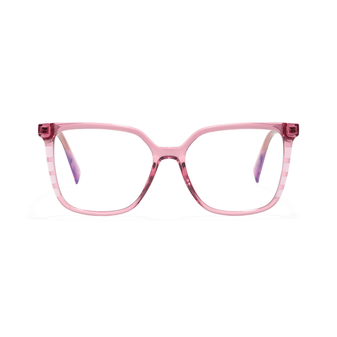 Front view of Owl square tr90 eyeglasses SR0022510 in pink