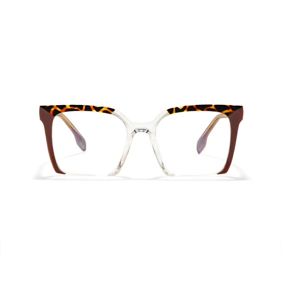 Front view of Kira colorful square tr90 eyeglasses SR0032502 in brown