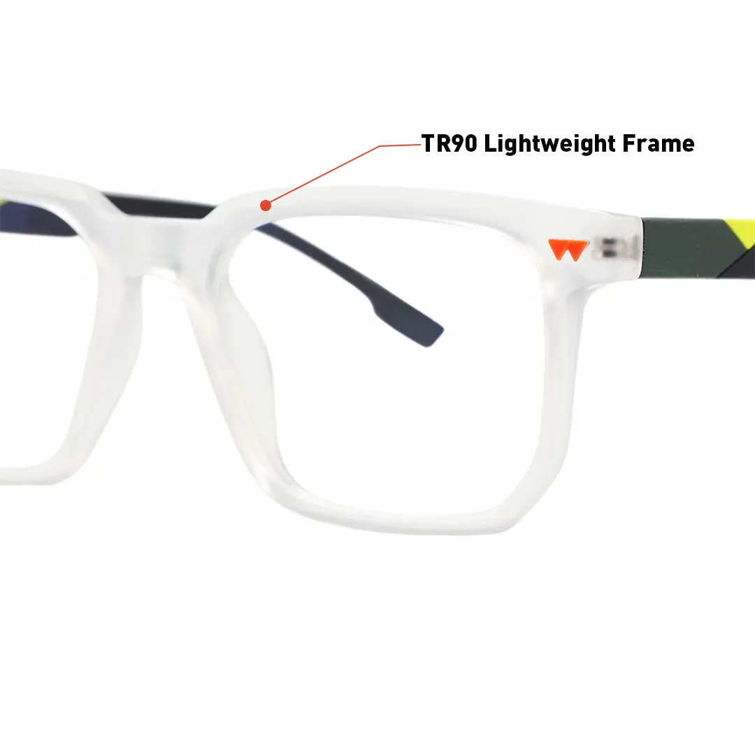 End piece detail of Cole square tr90 eyeglasses SR0032604 in clear