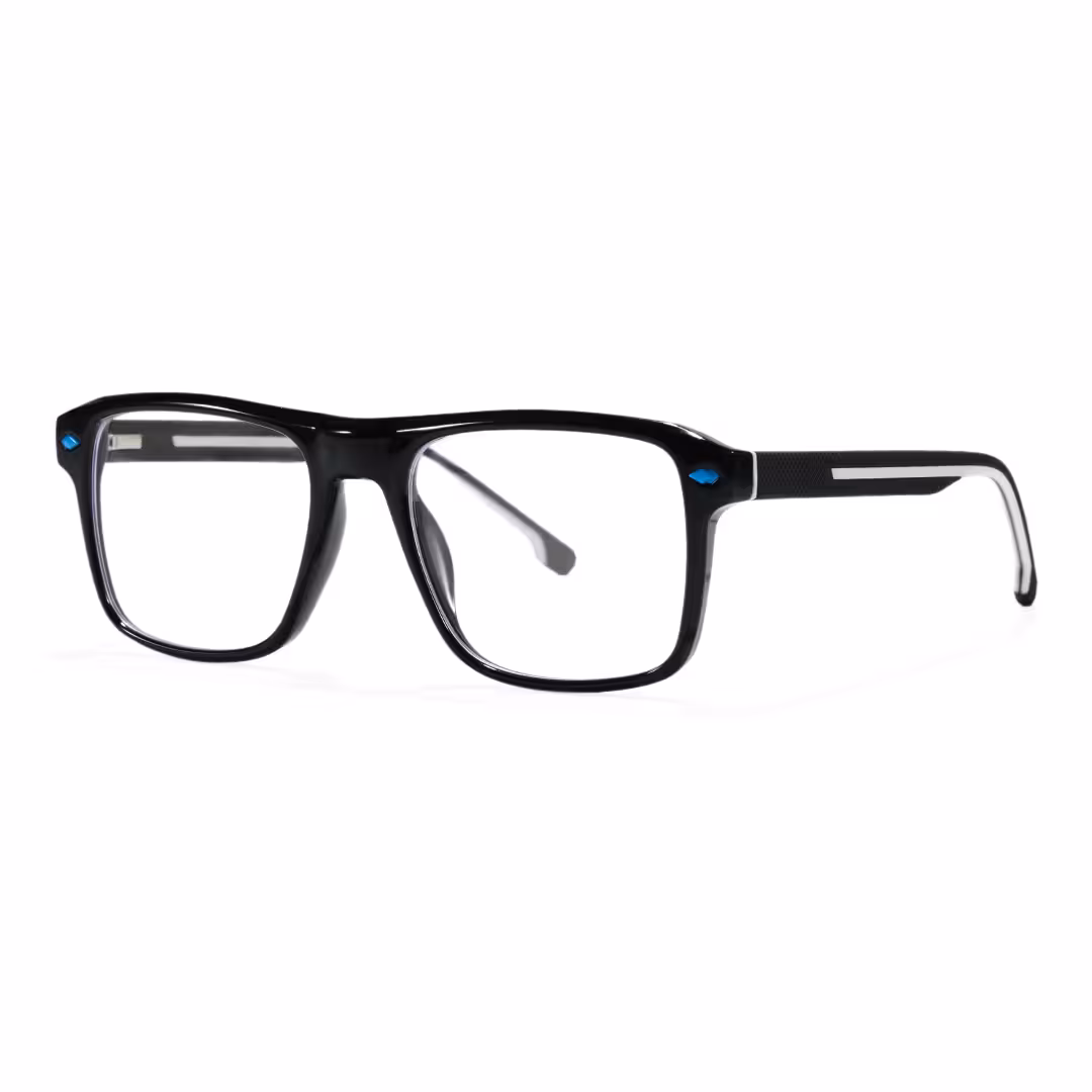 Angle view of Zaneo square tr90 eyeglasses SR0032605 in black