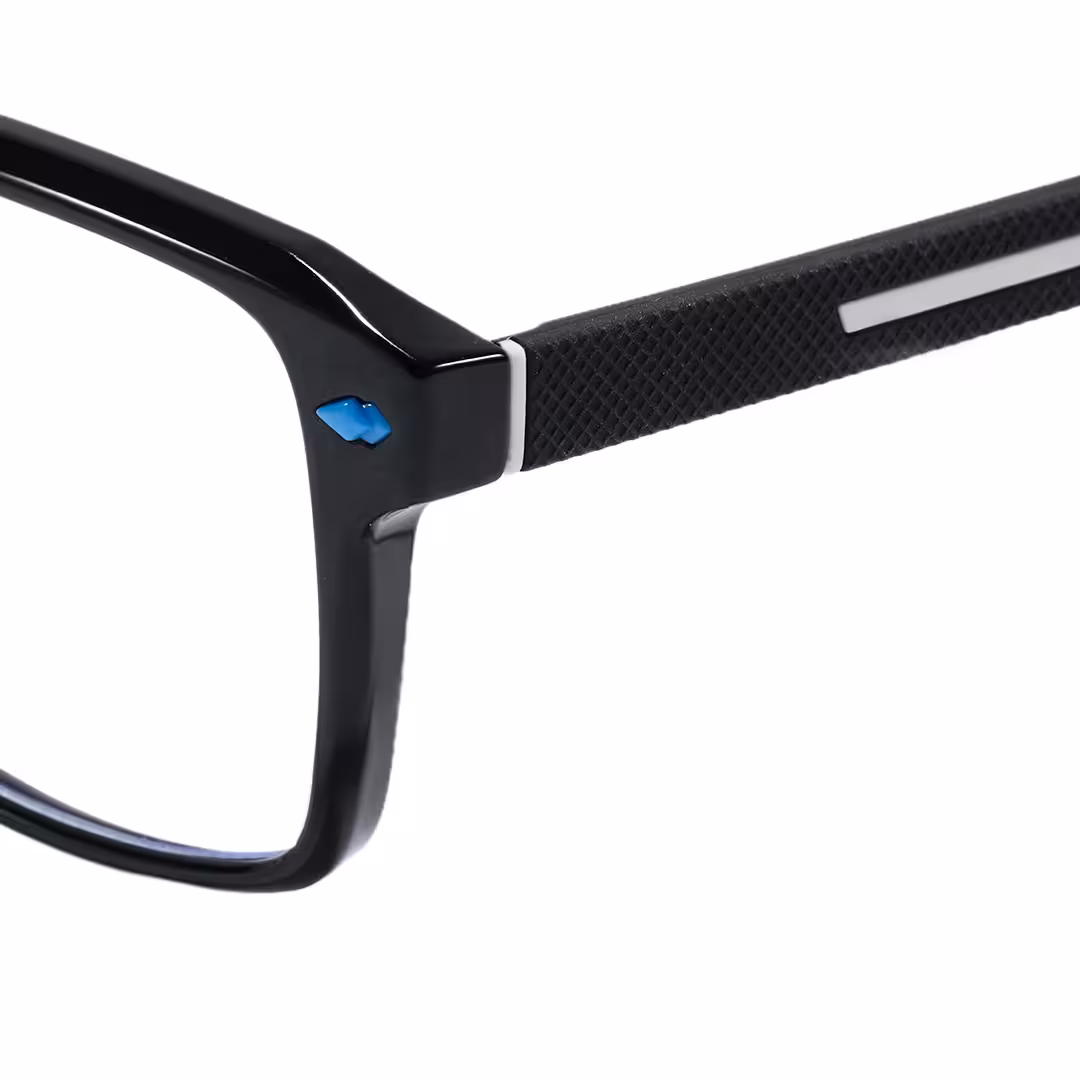 End piece detail of Zaneo square tr90 eyeglasses SR0032605 in black