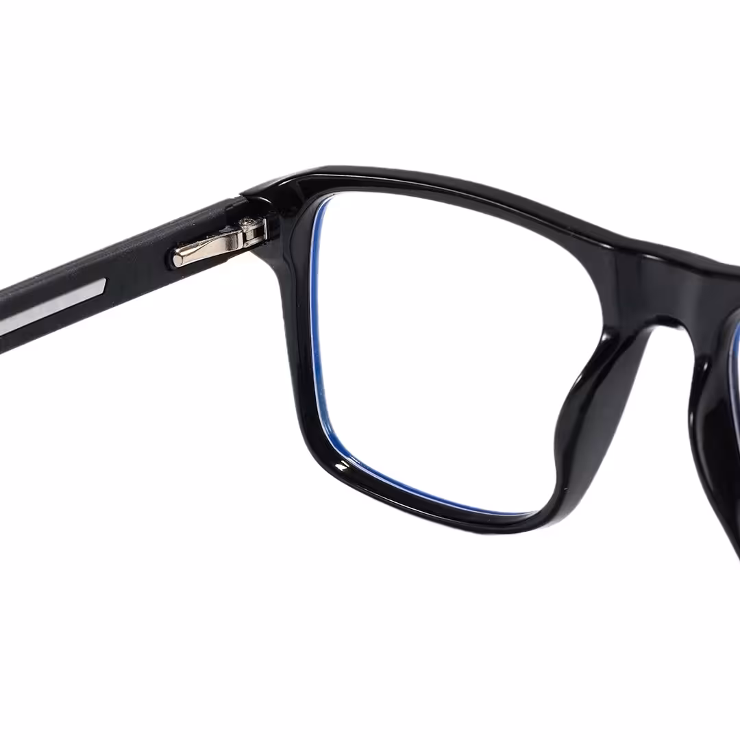 Hinge detail of Zaneo square tr90 eyeglasses SR0032605 in black