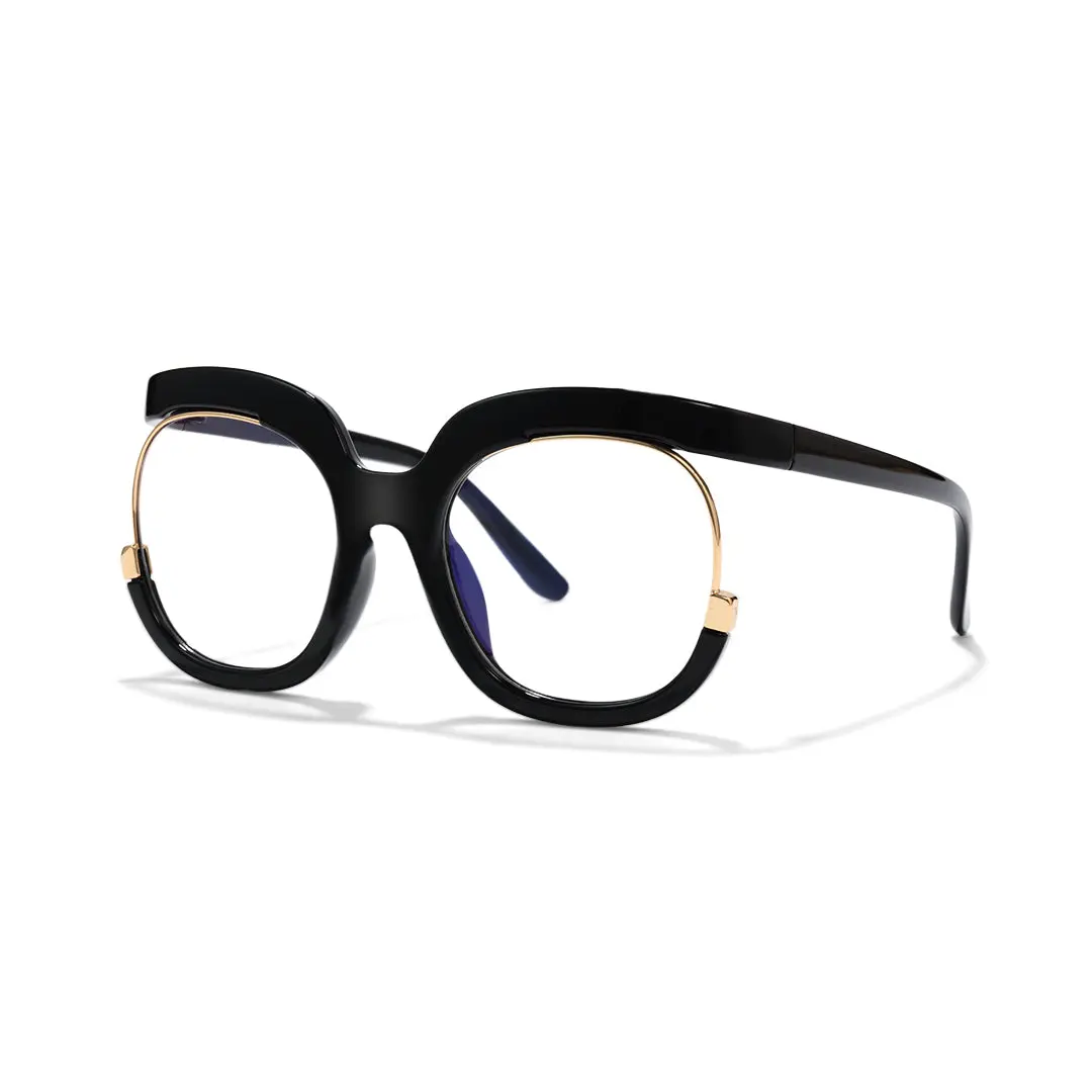 Angle view of Hana square pc eyeglasses SR0042502 in black