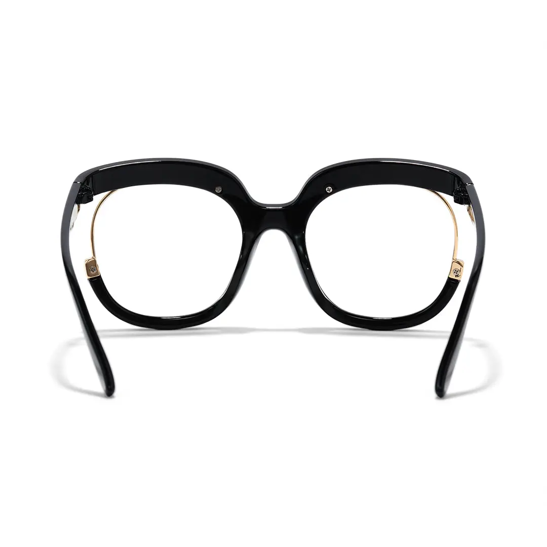 Back view of Hana colorful square pc eyeglasses SR0042502 in black