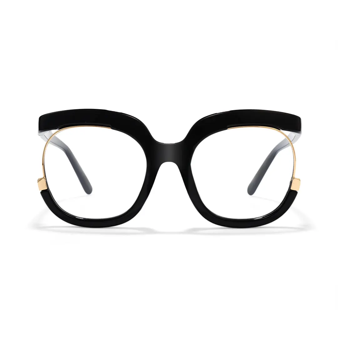 Front view of Hana colorful square pc eyeglasses SR0042502 in black