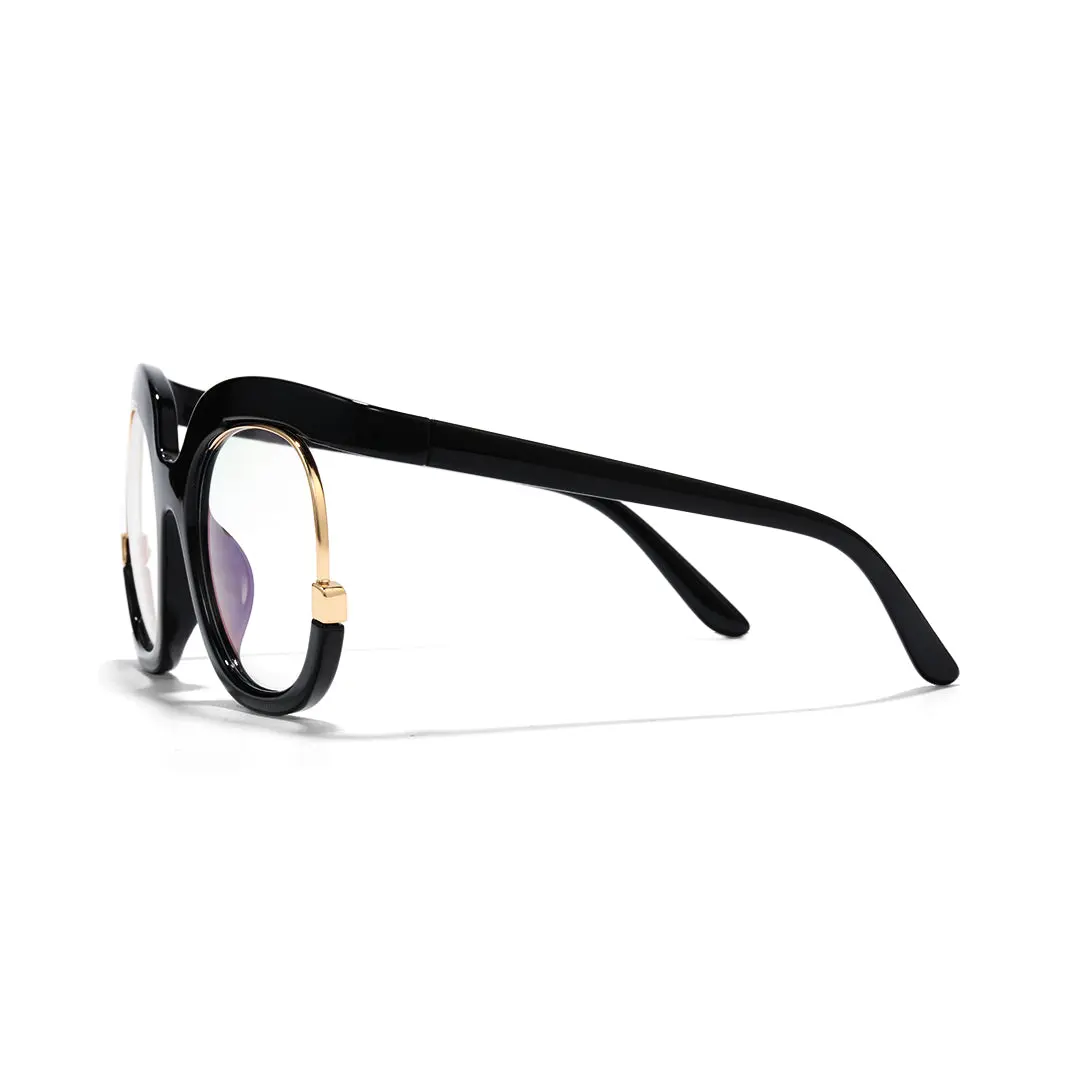 Side view of Hana colorful square pc eyeglasses SR0042502 in black