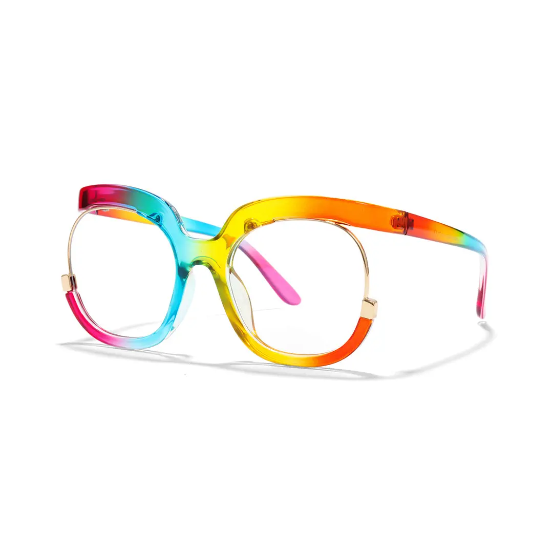 Angle view of Hana colorful square pc eyeglasses SR0042502 in multicolor