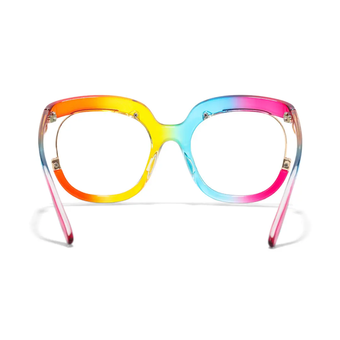 Back view of Hana colorful square pc eyeglasses SR0042502 in multicolor