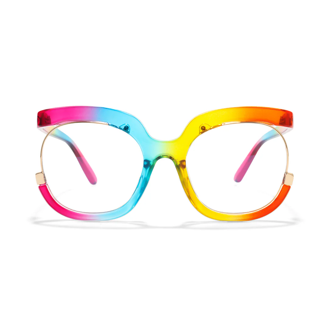 Front view of Hana colorful square pc eyeglasses SR0042502 in multicolor