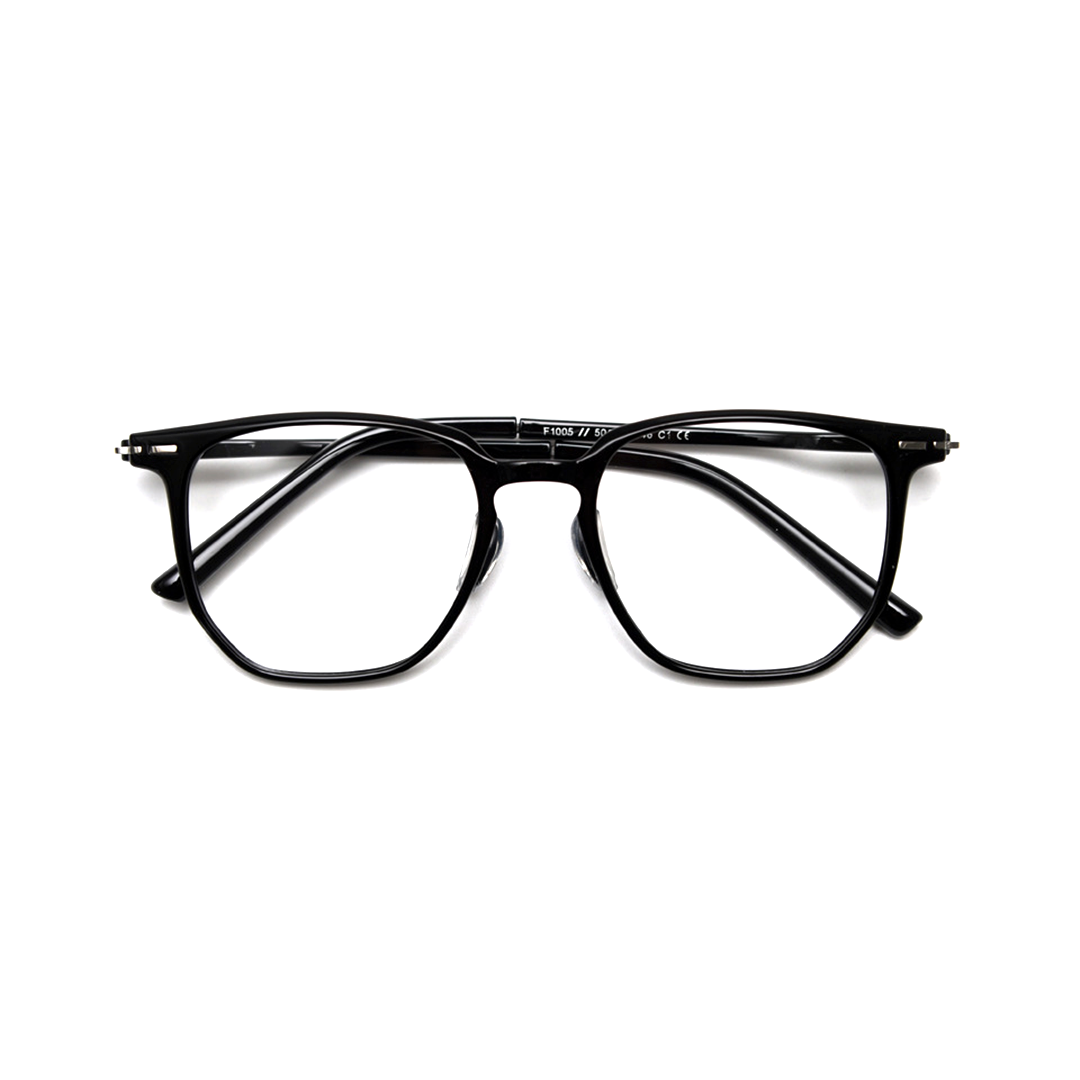 Front folded view of Benny square tr90 eyeglasses SR0042508 in black