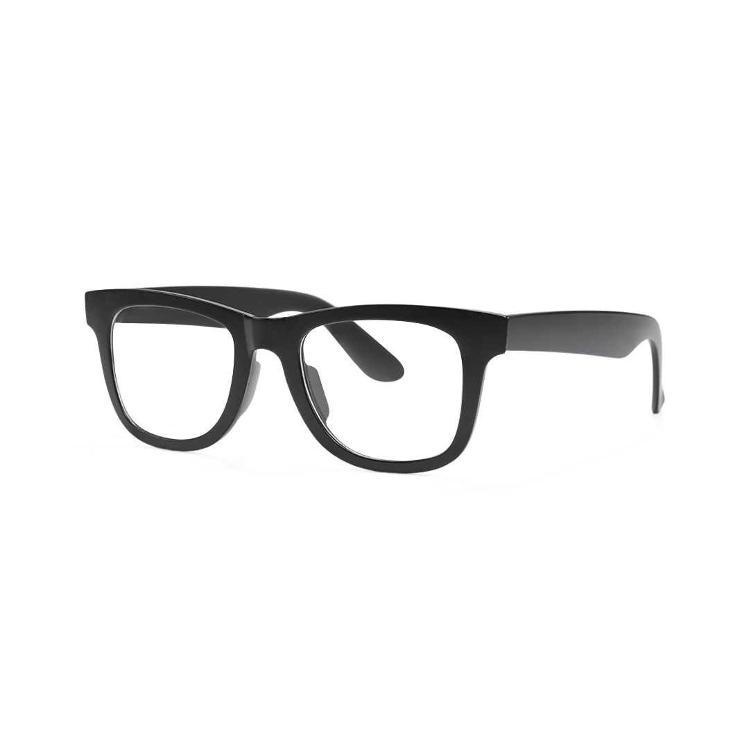 Angle view of Emrys square tr90 magnetic clip-on eyeglasses set with interchangeable clip-on lenses SR0052512 in black