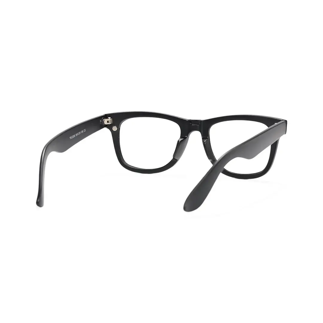 Back view of Emrys square tr90 magnetic clip-on eyeglasses set with interchangeable clip-on lenses SR0052512 in black