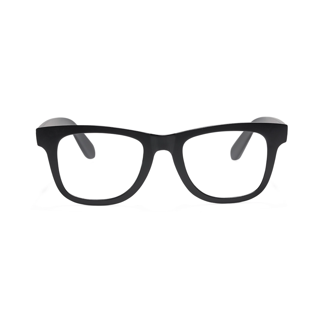 Front view of Emrys square tr90 magnetic clip-on eyeglasses set with interchangeable clip-on lenses SR0052512 in black
