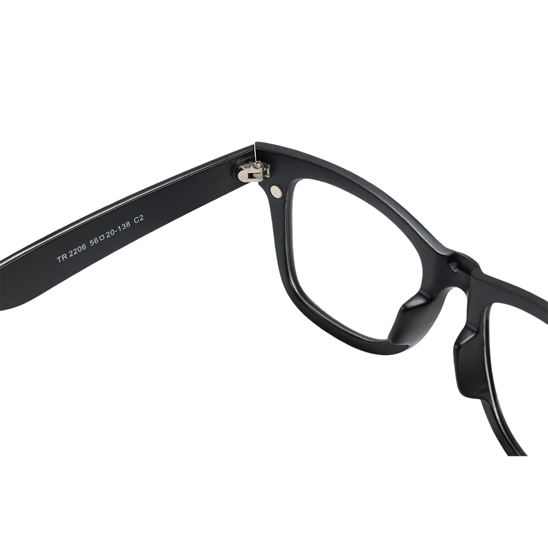 Hinge detail of Emrys square tr90 magnetic clip-on eyeglasses set with interchangeable clip-on lenses SR0052512 in black