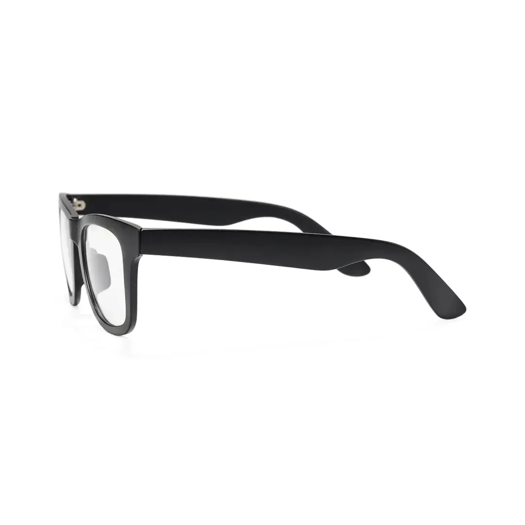 Side view of Emrys square tr90 magnetic clip-on eyeglasses set with interchangeable clip-on lenses SR0052512 in black