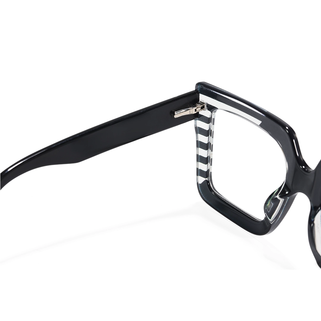 Spring hinge detail of Cerys fashion square tr90 eyeglasses SR0072509 in two-tone