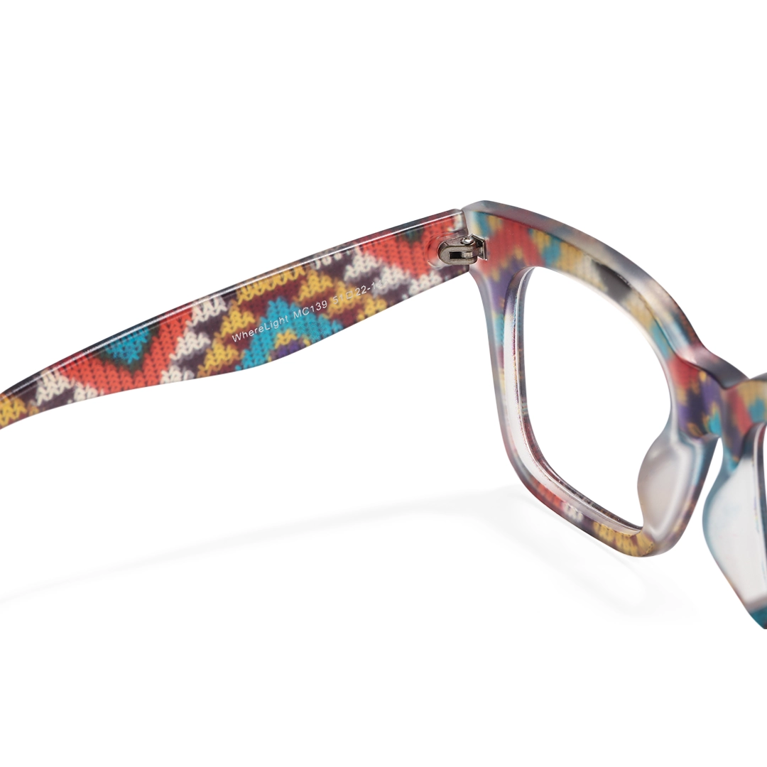 Hinge detail of Thora square tr90 eyeglasses SR0102509 in multicolor