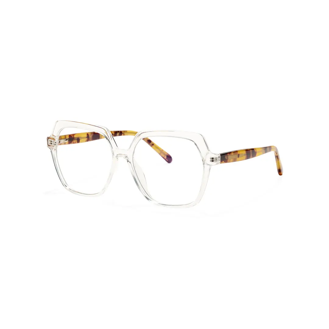 Angle view of Zoran square tr90 eyeglasses SR0132502 in clear