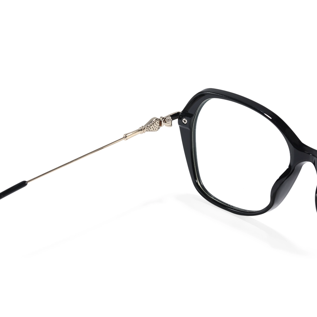 Spring hinge detail of Kaelis square tr90 eyeglasses SR0132509 in black