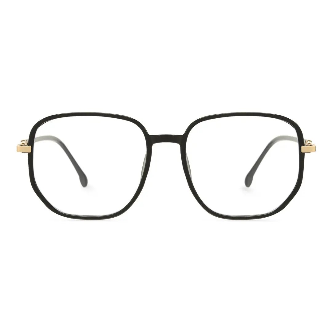 Front view of Zakia vintage square tr90 eyeglasses SR0162409 in black