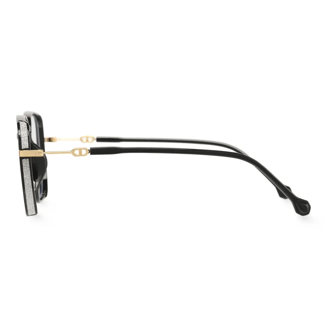 Side view of Zakia vintage square tr90 eyeglasses SR0162409 in black