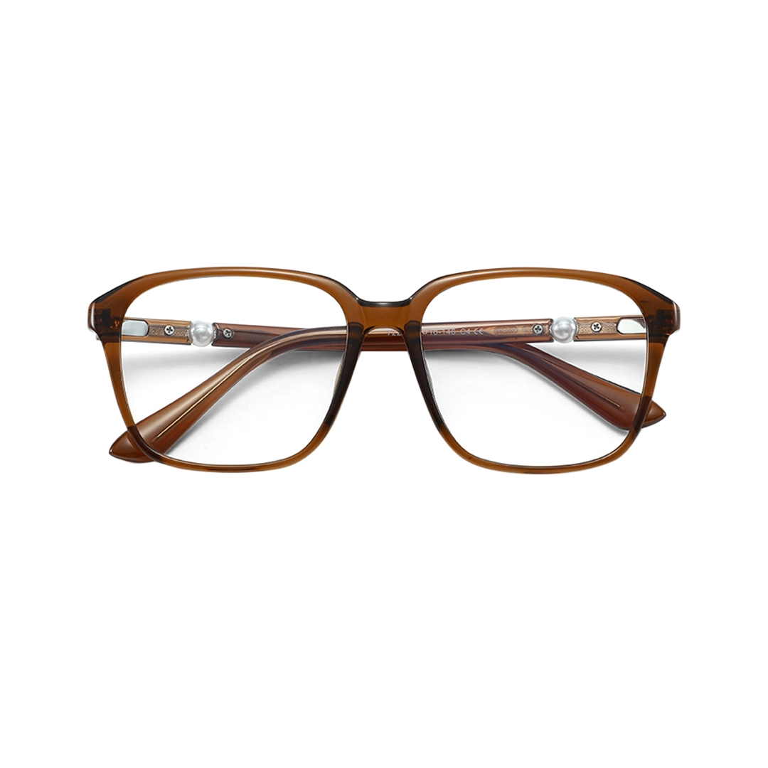 Front folded view of Rowena square tr90 eyeglasses SR0182509 in brown