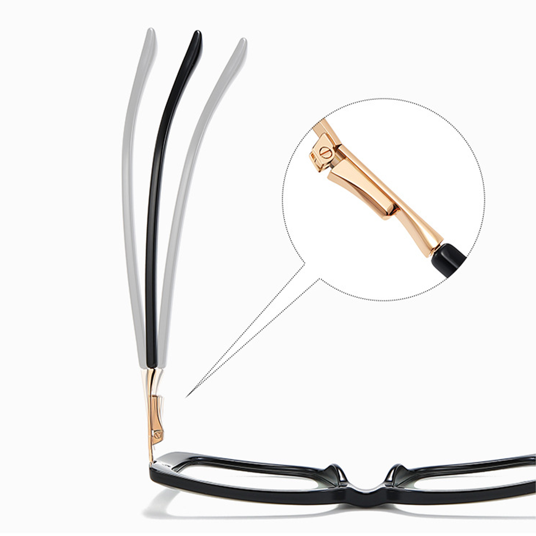 Spring hinge detail of Clara square tr90 eyeglasses SR0292508 in black