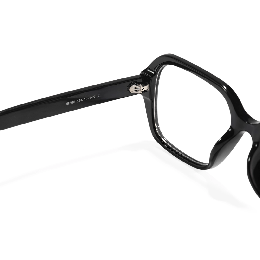 Hinge detail of Cerise square tr90 eyeglasses SR0292509 in black