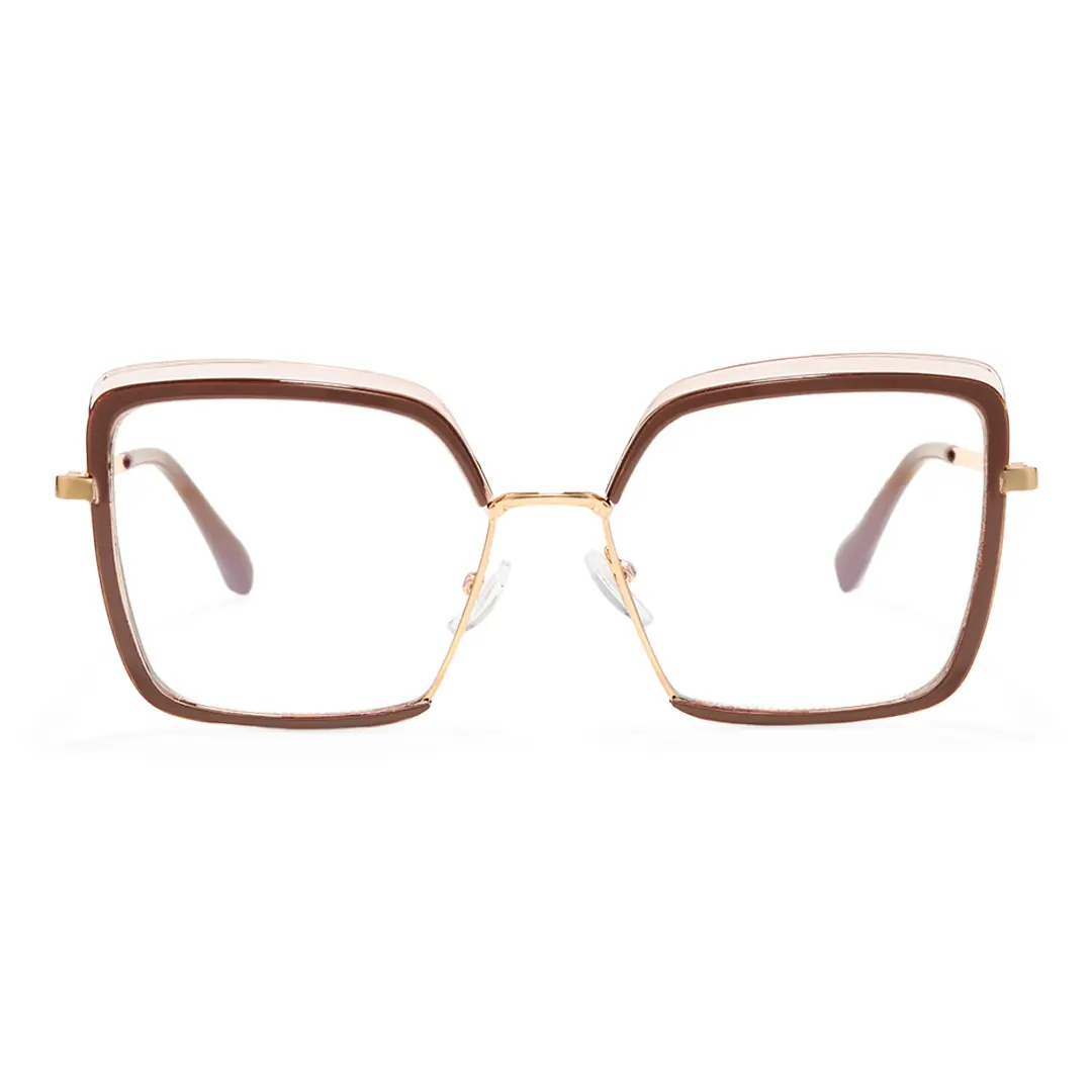 Front view of Bryn square tr90 eyeglasses SR0332503 in brown