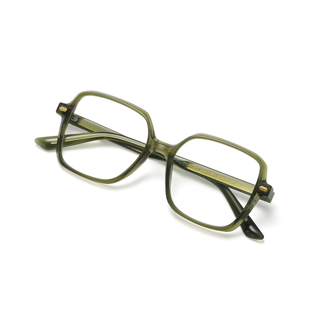 Front folded view of Briseis square tr90 eyeglasses SR0362508 in green