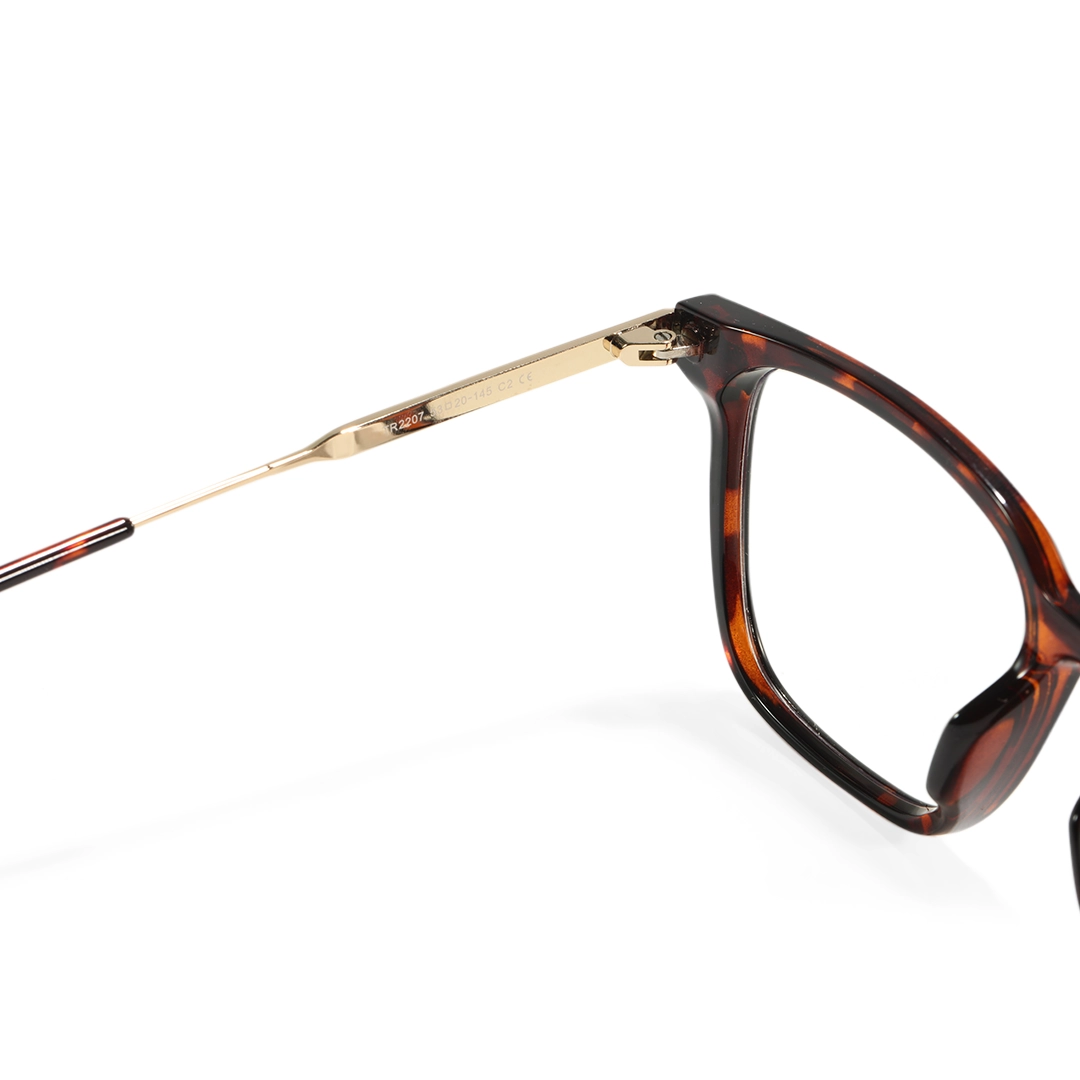 Hinge detail of Niall square tr90 eyeglasses SR0362509 in tortoise