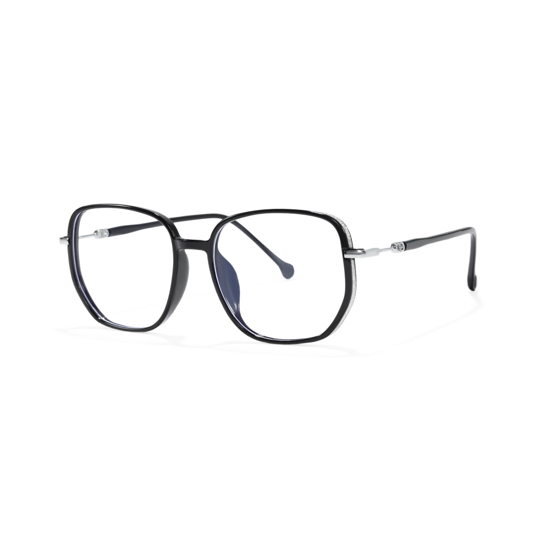 Angle view of Leif square tr90 eyeglasses SR0992509 in black