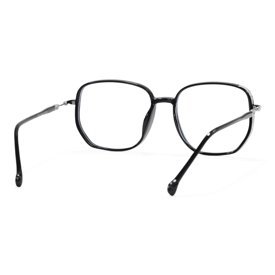 Back view of Leif vintage square tr90 eyeglasses SR0992509 in black