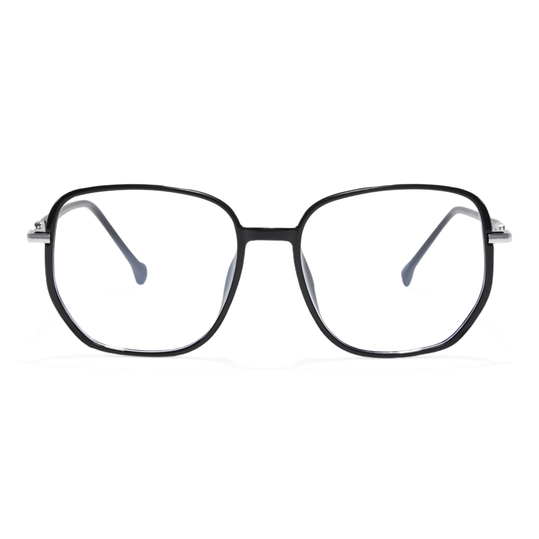 Front view of Leif vintage square tr90 eyeglasses SR0992509 in black