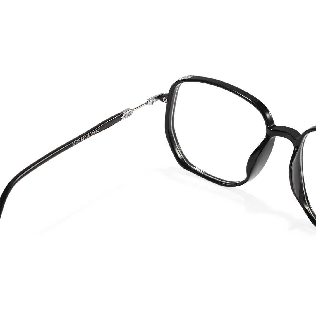 Hinge detail of Leif vintage square tr90 eyeglasses SR0992509 in black