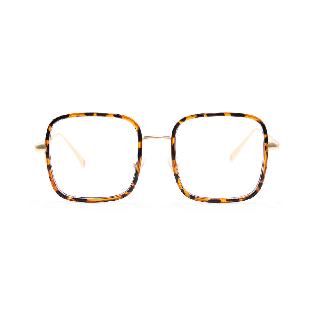 Front view of Zara square tr90 eyeglasses SX0062504 in tortoise