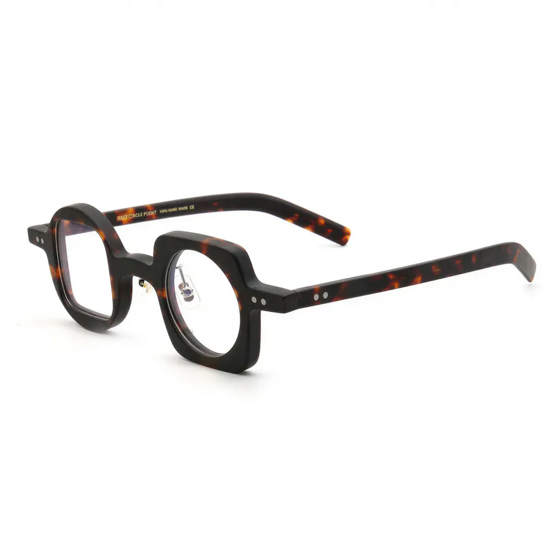 Angle view of Fawn unique acetate eyeglasses UA0012302 in brown tortoise