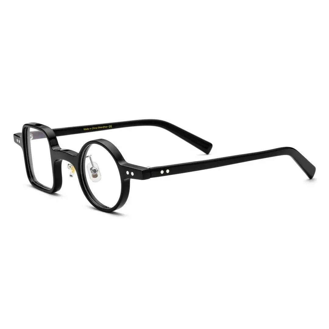 Angle view of Dubois vintage unique acetate eyeglasses UA0042001 in black