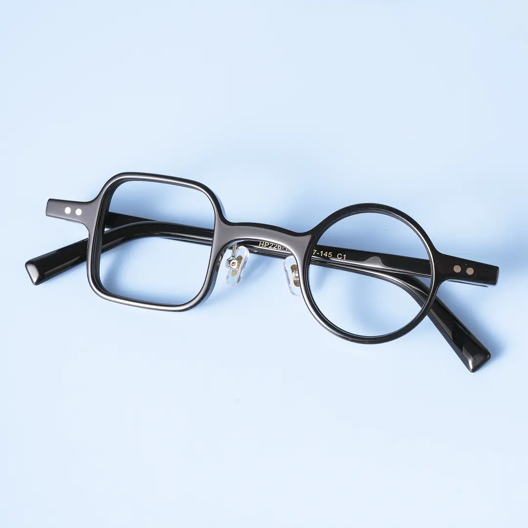 Front folded view of Dubois vintage unique acetate eyeglasses UA0042001 in black