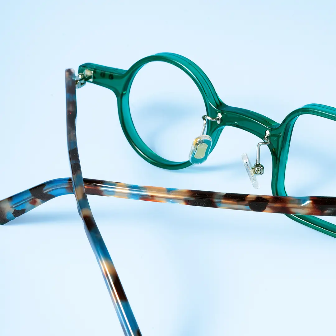 Frame detail view of Dubois vintage unique acetate eyeglasses UA0042001 in green