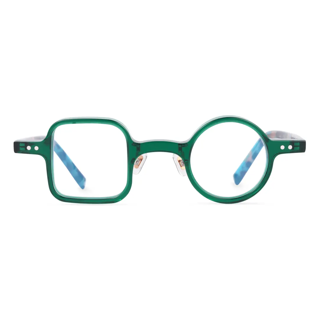 Front view of Dubois vintage unique acetate eyeglasses UA0042001 in green