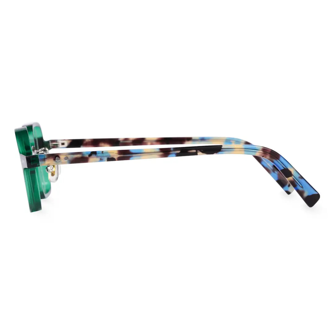 Side view of Dubois vintage unique acetate eyeglasses UA0042001 in green