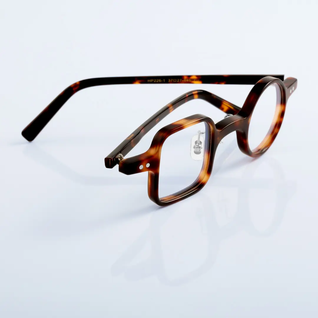 Scene close-up view of Dubois vintage unique acetate eyeglasses UA0042001 in tortoise