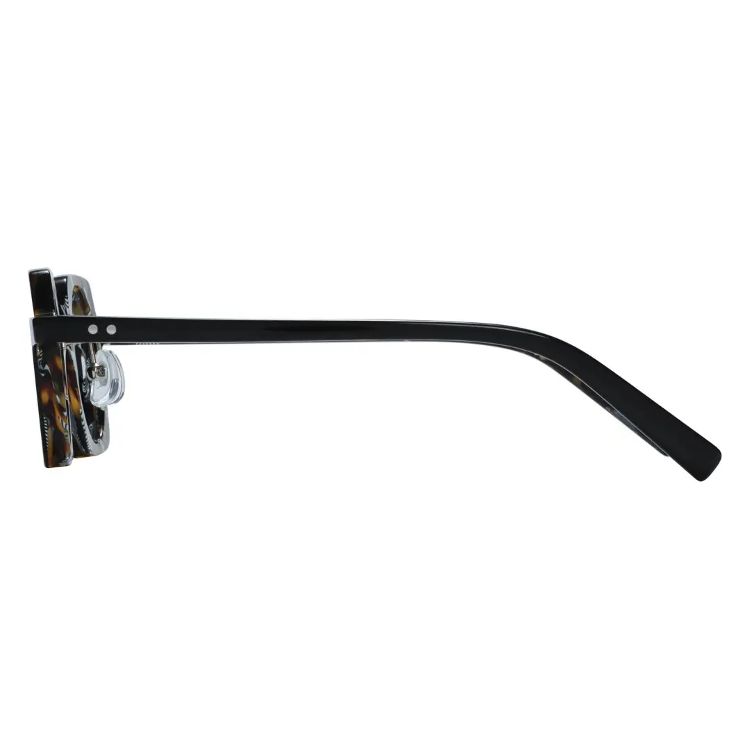 Side view of Linye vintage unique acetate eyeglasses in blue tortoise. SPU: UA0052302