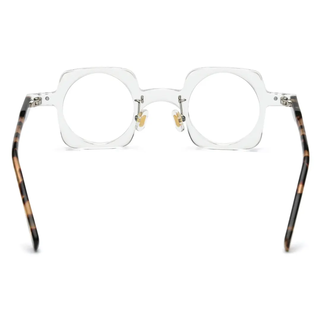 Back view of Linye unique acetate eyeglasses UA0052302 in clear