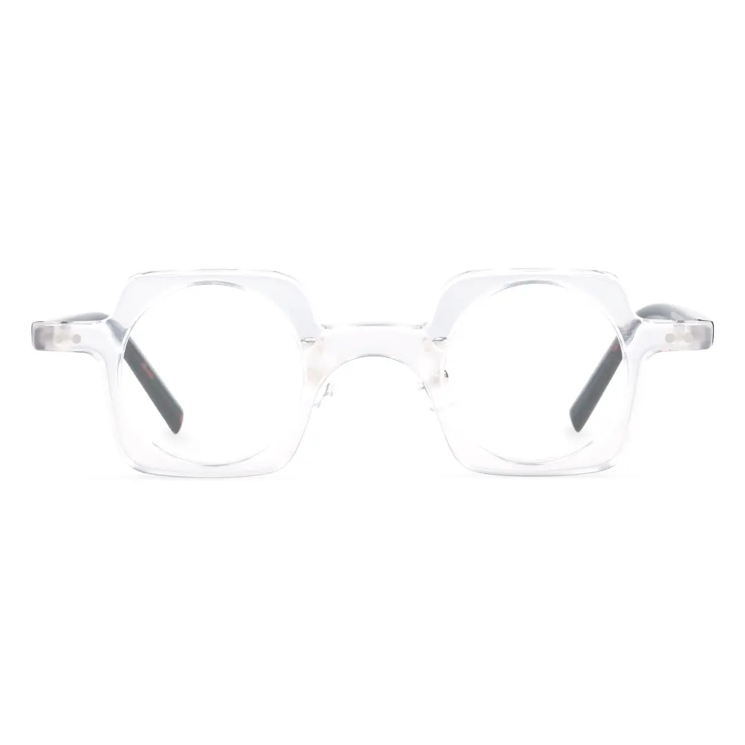 Front view of Linye vintage unique acetate eyeglasses UA0052302 in clear